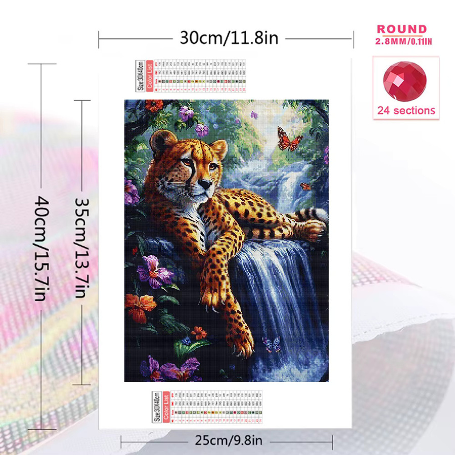 Momoart DIY Diamantmalerei Leopard Motiv mit bunten Acryl-Strasssteinen für Kinder - Bild 2