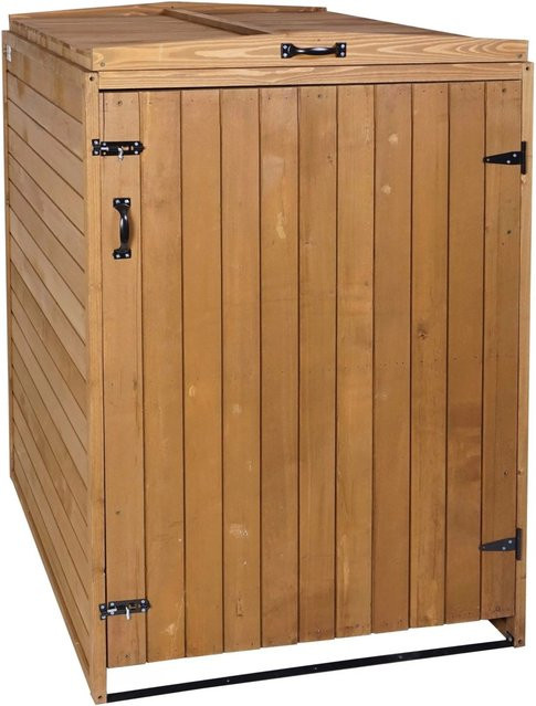 Proregal XL Mülltonnenverkleidung aus Tannenholz in Braun, H x B x T: 126 x 79,5 x 98 cm - Bild 1