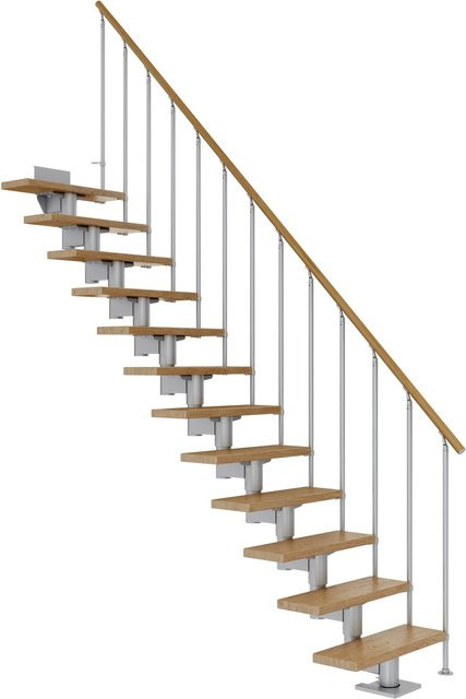 Dolle Mittelholmtreppe Cork Gerade in Eiche Perlgrau mit einer GH bis 292 cm und einer Breite: 75 cm - Bild 1