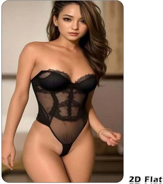 Vintage Metallblechschild CIFBUY mit Motiv einer eleganten Brünette im gelben karierten Bikini als Wandkunst, B: 30,0 cm, H: 20,0 cm, T: 20,0 cm - Bild 1