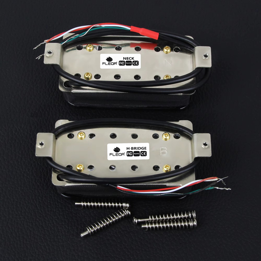 FLEOR Elektrischer Gitarren Humbucker Pickup High Output mit Big Hex Pole-Pieces und 4-Draht Spulenteilung in Weiß - Bild 1