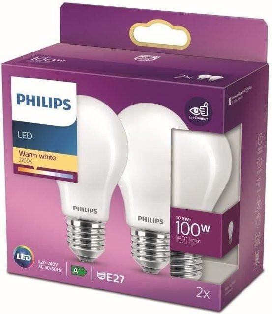 Philips LED-Leuchtmittel Classic A-bulb E27, 10,5 W, Warmweiß, 2er-Set, H x Ø: 10,4 x 6,0 cm - Bild 2