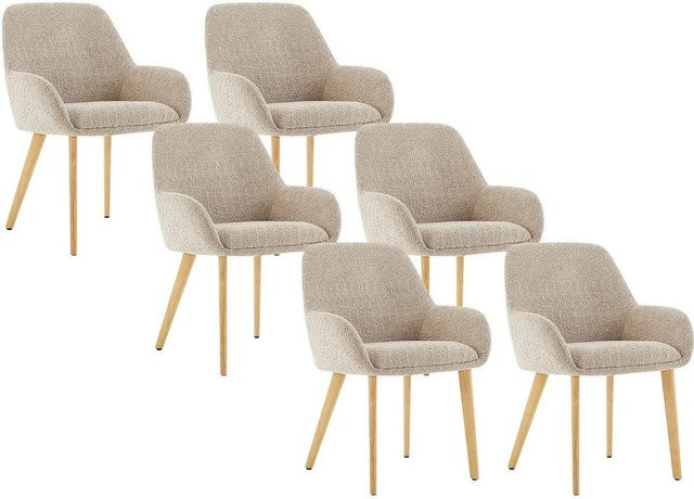 Vente-unique Stuhl Valenyo in Taupe mit Bouclé-Stoff und Kautschukholz-Gestell - Bild 1