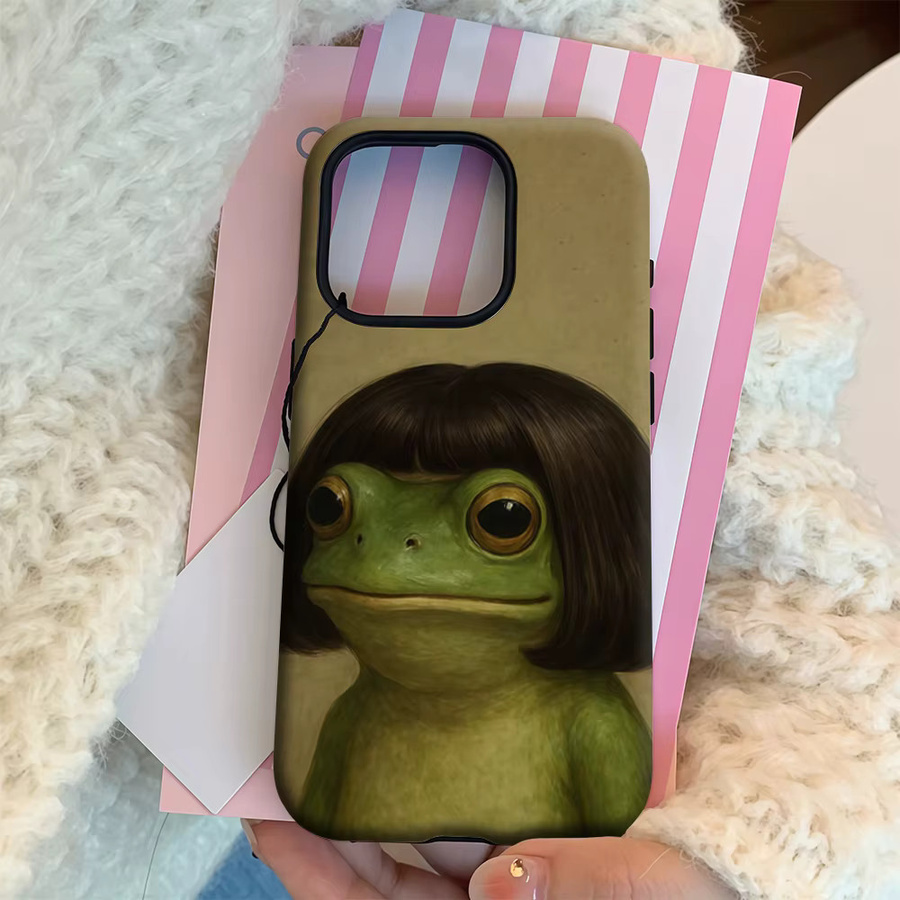 Wigged Funny Frog Handyhülle für iPhone 17 16 15 14 13 12 11 Pro Max Plus mit doppelschichtiger Rückseite - Bild 4