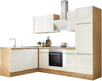 Respekta Winkelküche Marleen in Weiß Hochglanz mit Eiche-Elementen, B/H/T: 280 x 211 x 170 cm - Bild 3