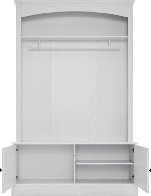 okwish Garderobenschrank mit Schuhbank und verstellbaren Regalen in Weiß, B/T/H: 120 x 40 x 190 cm - Bild 1