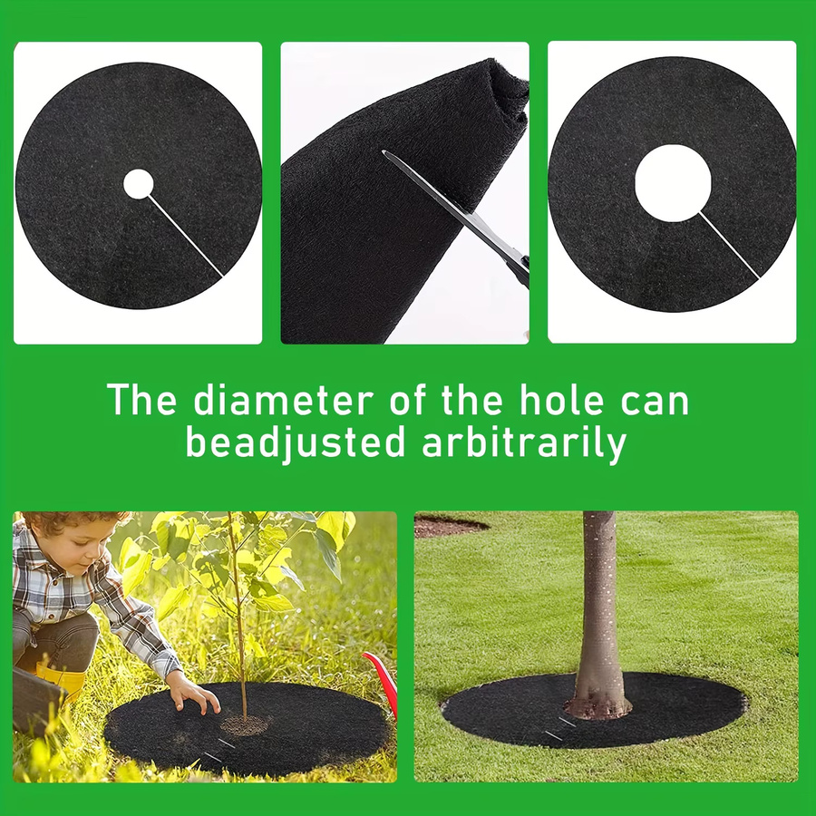 10 Stück Vlies-Baum-Mulch-Ring als verdickte Baumschutzmatte und Pflanzenabdeckung in Schwarz - Bild 4