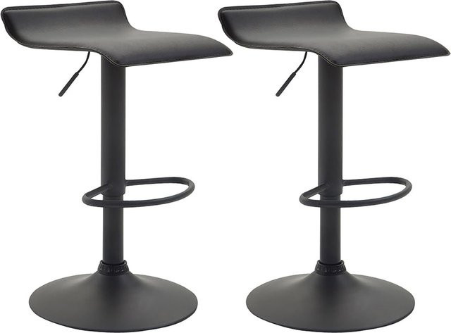 CLP 2er Set Barhocker Dyn V2 in Schwarz mit Kunstlederbezug und höhenverstellbarem Trompetenfuß - Bild 1