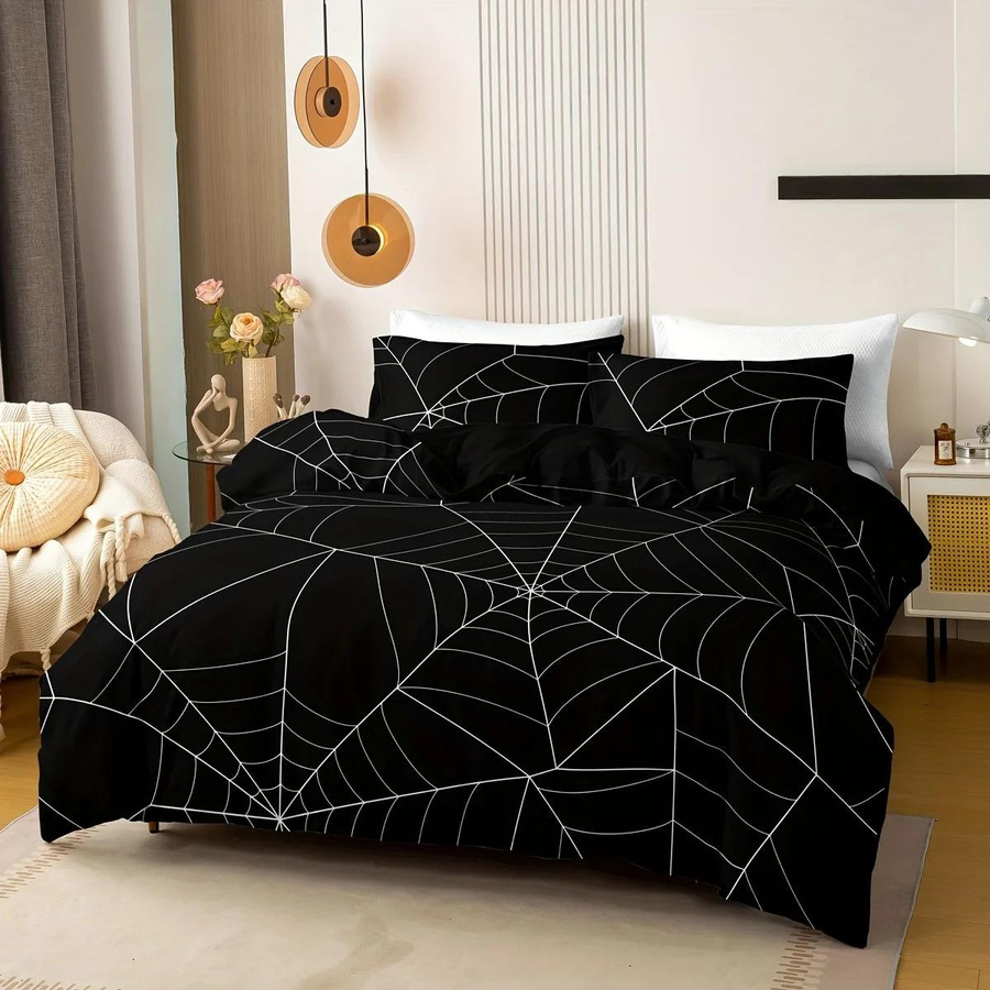 Bettwäscheset Binchi Outdoor Product mit Spinnennetz-Digitaldruck, Schwarz, 1x Bettbezug und 2x Kissenbezug, B: 173 cm, L: 218 cm - Bild 3