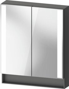 Duravit Qatego Uni-Spiegelschrank in Graphitgrau mit 2 Glastüren, LED-Beleuchtung und Sensor-Schalter, wandhängend, B/H/T: 60 x 75 x 15,5 cm - Bild 1