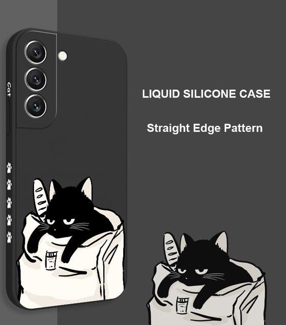 Katzen Silikonhülle für Samsung Galaxy A17 A57 A37 A07 A56 A36 A26 A16 A06 in Schwarz oder Weiß - Bild 1