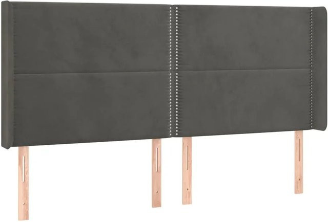 vidaXL LED Kopfteil aus Samt in Dunkelgrau mit USB-Anschluss und integrierter Beleuchtung B: 183 cm, T: 16 cm, H: 118 cm - Bild 1