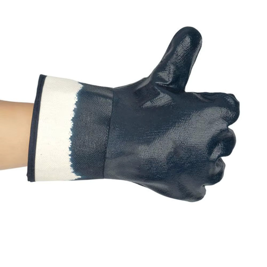 Nitril-Arbeitshandschuhe Blau mit Anti-Hitze-Schutz und verdickter Leinwand für Industrie und Lötarbeiten - Bild 2