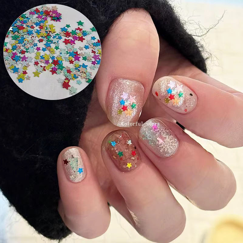 HNKMP Nail Glitter Pentagram, Colorful, Schimmernd, Unisex - Bild 2