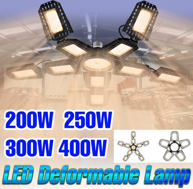 CanLing 400W LED-Deckenleuchte E27 verformbarer Strahler für Garage und Werkstatt in Weiß - Bild 1