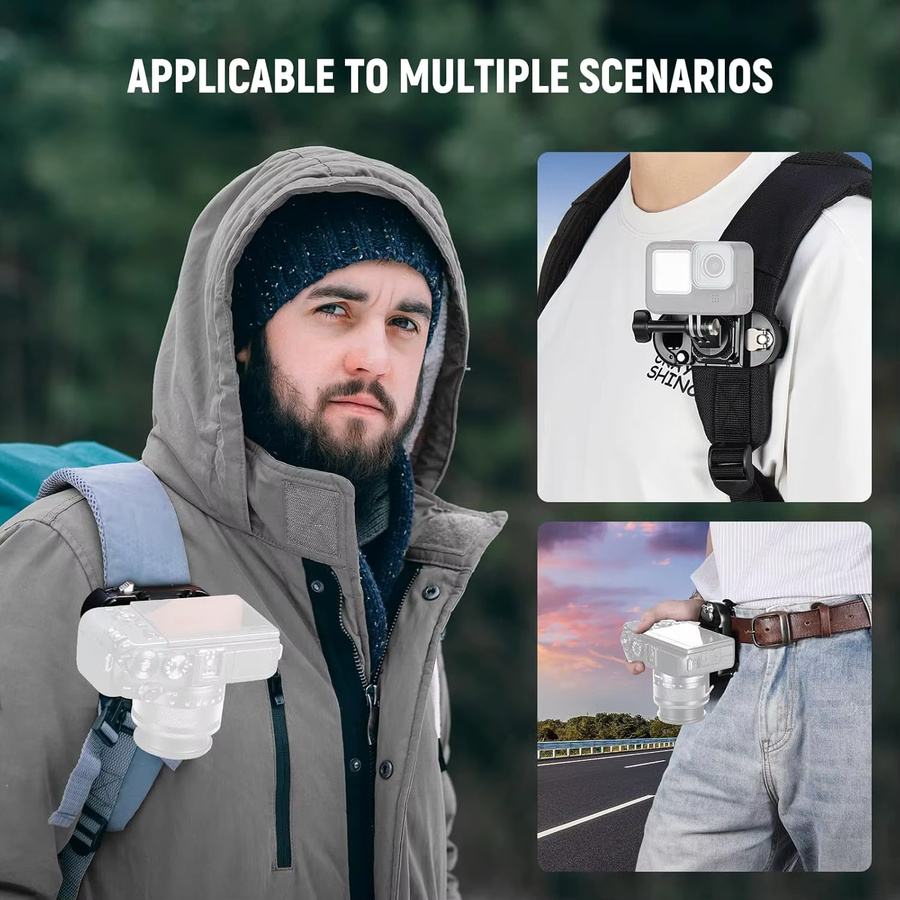 Neewer Kamera Clip Halterung mit Quick Release QR Platte für Rucksackgurte in Schwarz, kompatibel mit Canon, Nikon und Sony DSLRs - Bild 3