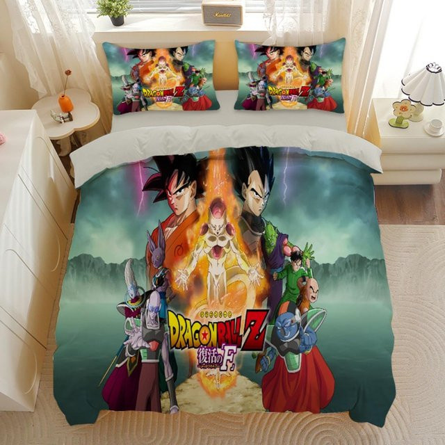 Binchi Fitness Dragon Ball Bettwäsche-Set mit Goku Super Saiyan Motiv, 2-teilig, Mehrfarbig, B/H: 135 x 200 cm - Bild 1