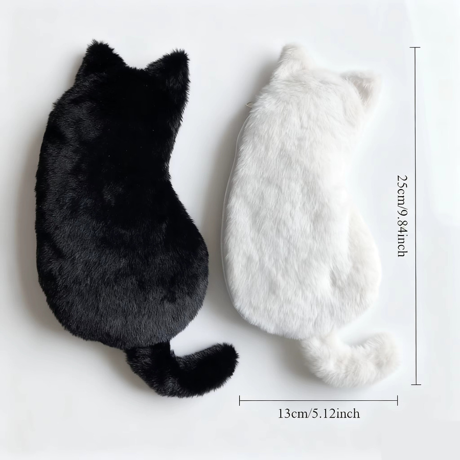 Niedriges Federmäppchen in Katzenform aus weißem Plüsch als Schreibwaren-Aufbewahrungstasche - Bild 4