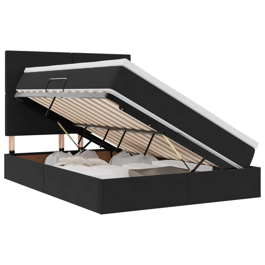 vidaXL Aufbewahrungsbett mit Matratze in Schwarz aus Samt und Metall, B/T: 140 x 190 cm - Bild 2