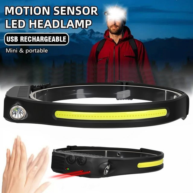 KDULIT COB LED Bewegungsmelder Scheinwerfer mit wiederaufladbarem Akku, Schwarz - Bild 1