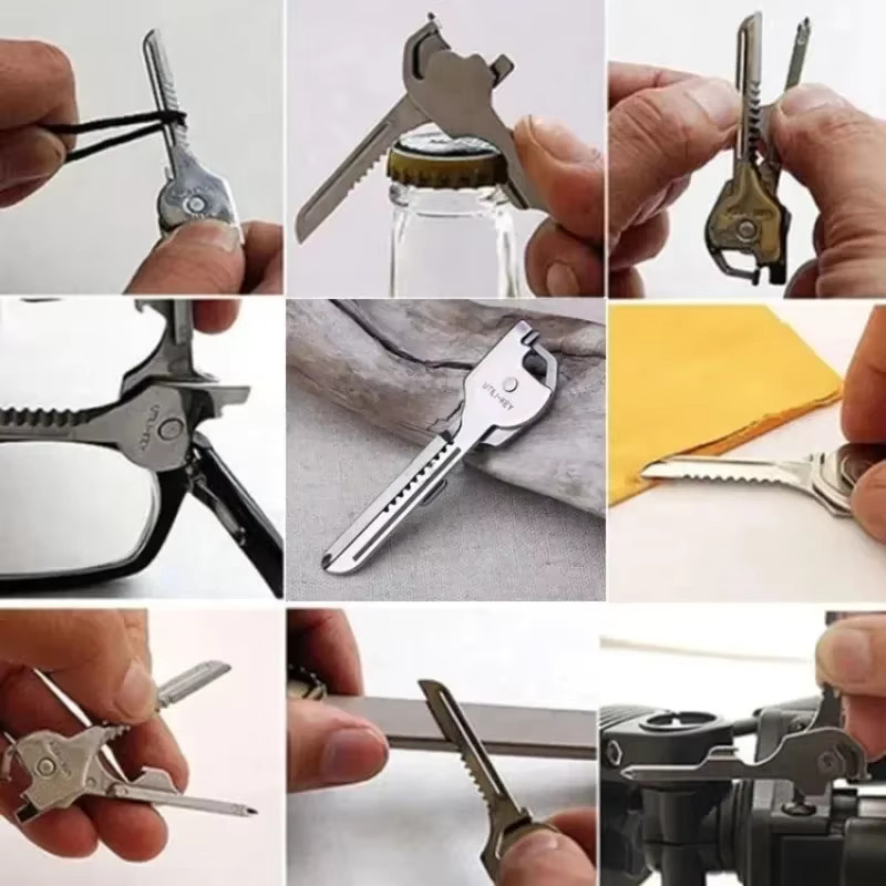 Edc Gear Mini Utility Schlüsselring Taschenöffner und Multi-Tool Schraubendreher in Silber - Bild 2