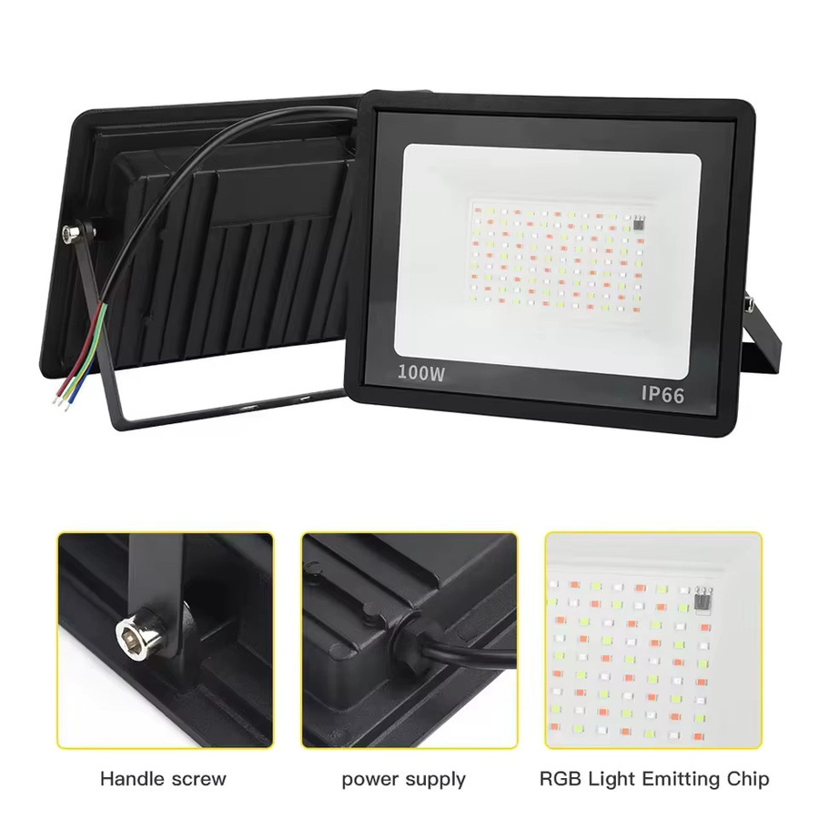 Adiodo RGB-LED-Flutlicht in Schwarz mit Fernbedienung, wasserdichter IP66 Außenstrahler für Garten und Wand zur dekorativen Beleuchtung - Bild 5