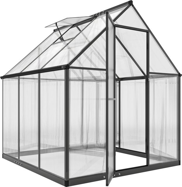 Outsunny Gewächshaus aus Aluminium und Polycarbonat mit verstellbarem Fenster und Flügeltür, transparent, B/T/H: 178 x 168 x 178 cm - Bild 1