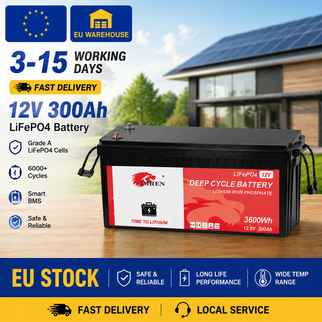 LiFePO4 Deep-Cycle-Batteriezellen 12V 300Ah Qualität A+ für Wohnmobile, Boote und Solaranlagen in Schwarz - Bild 1