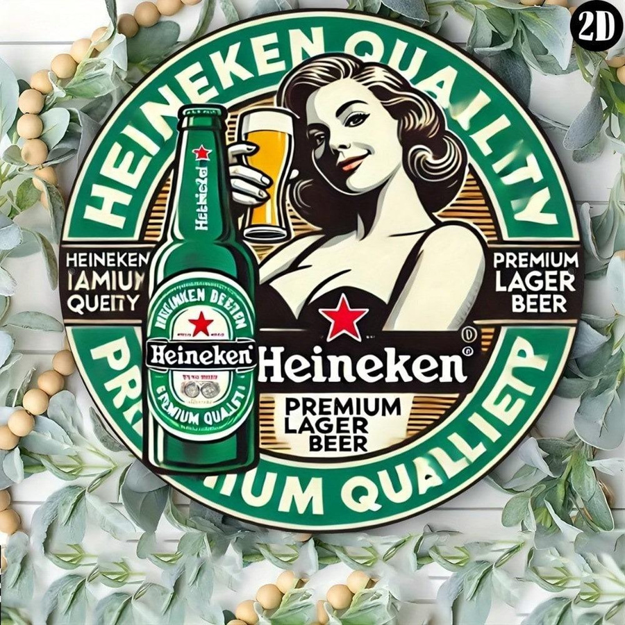 Heineken Vintage Metall Bier Schild Wandkunst im amerikanischen Stil, bunt - Bild 3