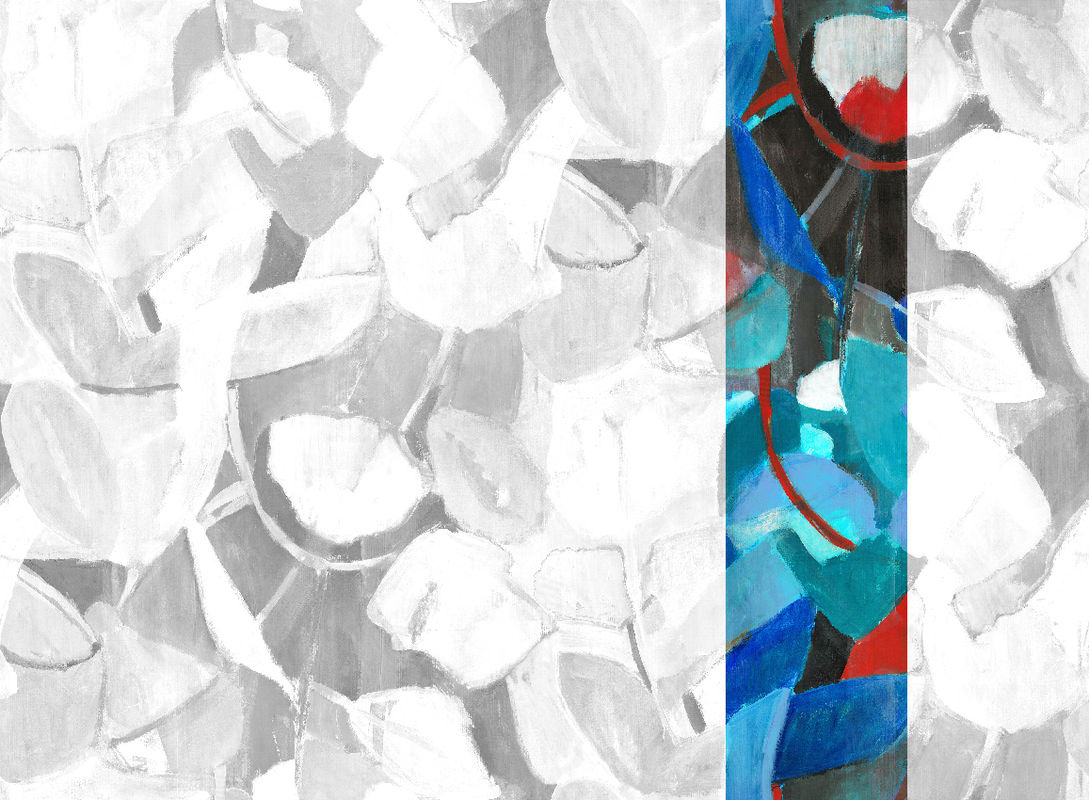 Jannelli & Volpi Mural Siwa Wandgestaltung Blue Red Panel 5 in Multicolour mit floralem Muster - Bild 2