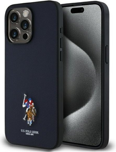 US Polo Assn. iPhone 15 Pro Max Handyhülle mit Stickerei in Dunkelblau - Bild 1
