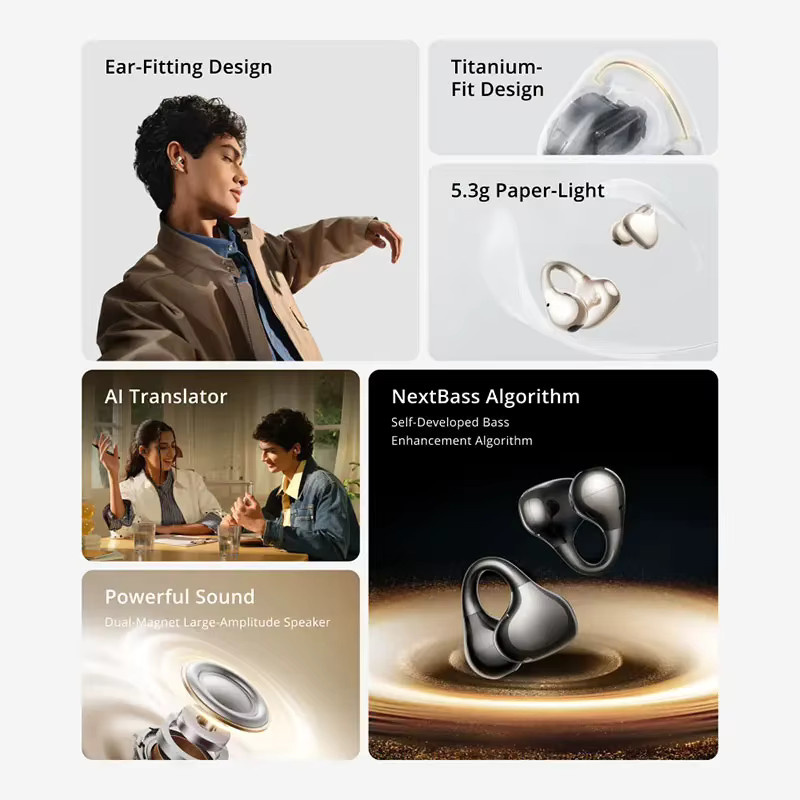 realme Buds Clip OWS Open-Ear-Kopfhörer mit ergonomischem Ohrclip-Design in Schwarz - Bild 2