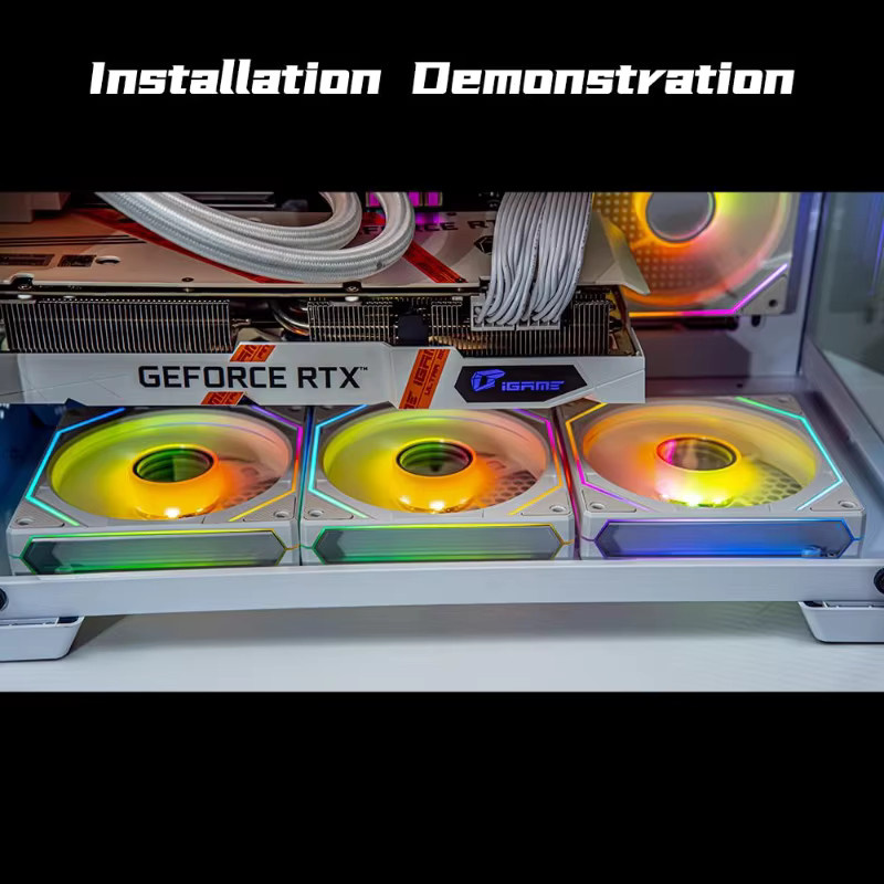 OUYUANSU Prism 6PRO ARGB Gehäuselüfter Set mit F120-3in1 120 mm CPU-Lüftern, unendliche Spiegelbeleuchtung, PWM, 1600 U/min, 61,5 CFM, Grau - Bild 3