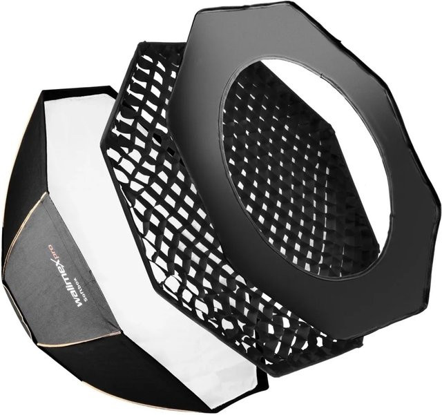 Walimex Pro Octagon Softbox Plus Orange Line Lichtformer für Porträts, Schwarz/Orange, B/T/H: 60 x 90 x 90 cm - Bild 1