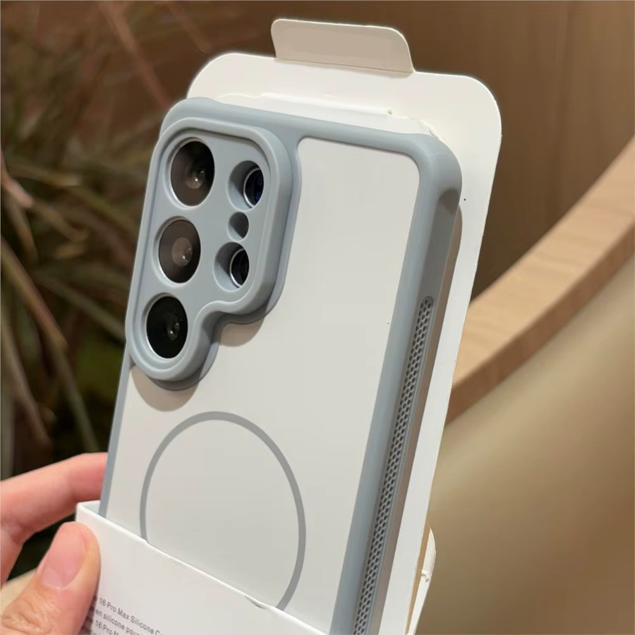 Stoßfeste Schutzhülle für Samsung Galaxy S26 S25 S24 S23 Ultra Plus mit MagSafe kabelloser Ladefunktion und magnetischer Matte in Blau oder Weiß - Bild 2
