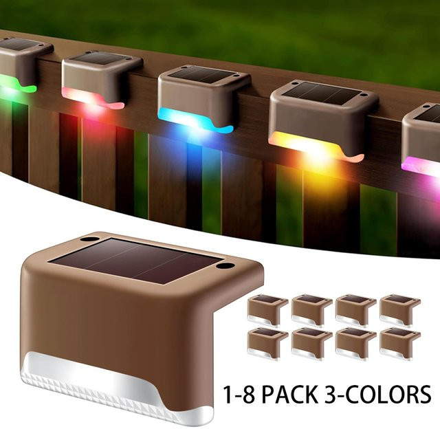 GGBEE LED Solar-Stufenleuchten für den Außenbereich mit 3 Farben und wasserdichtem RGB-Sonnenlicht - Bild 1
