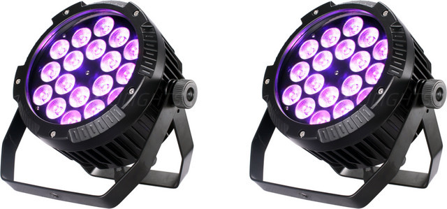 HYULIGHTS 2er Set LED Par Scheinwerfer RGBWA UV 6in1 IP65 wasserdicht Aluminium Schwarz - Bild 1