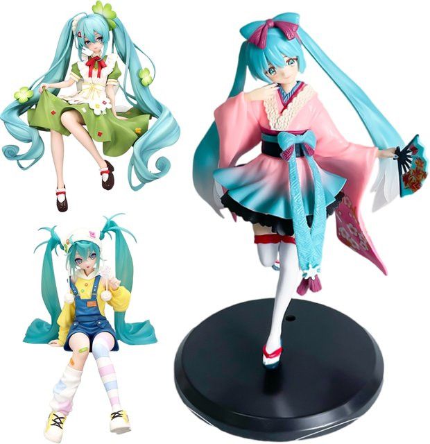 Bandai Anime Figur Hatsune Miku Four Leaf Grass Fairy Candy Sweetheart Tokyo Kimono aus PVC in Multicolor - Bild 1