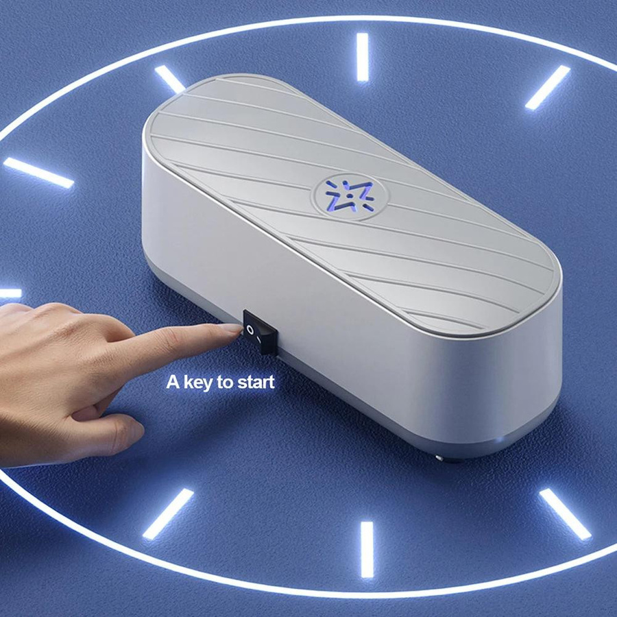 Binchi Keji Travel Ultraschall-Reinigungsmaschine 45000 Hz Hochfrequenz-Vibrationswaschreiniger in Weiß für Schmuck, Brillen und Uhren - Bild 2
