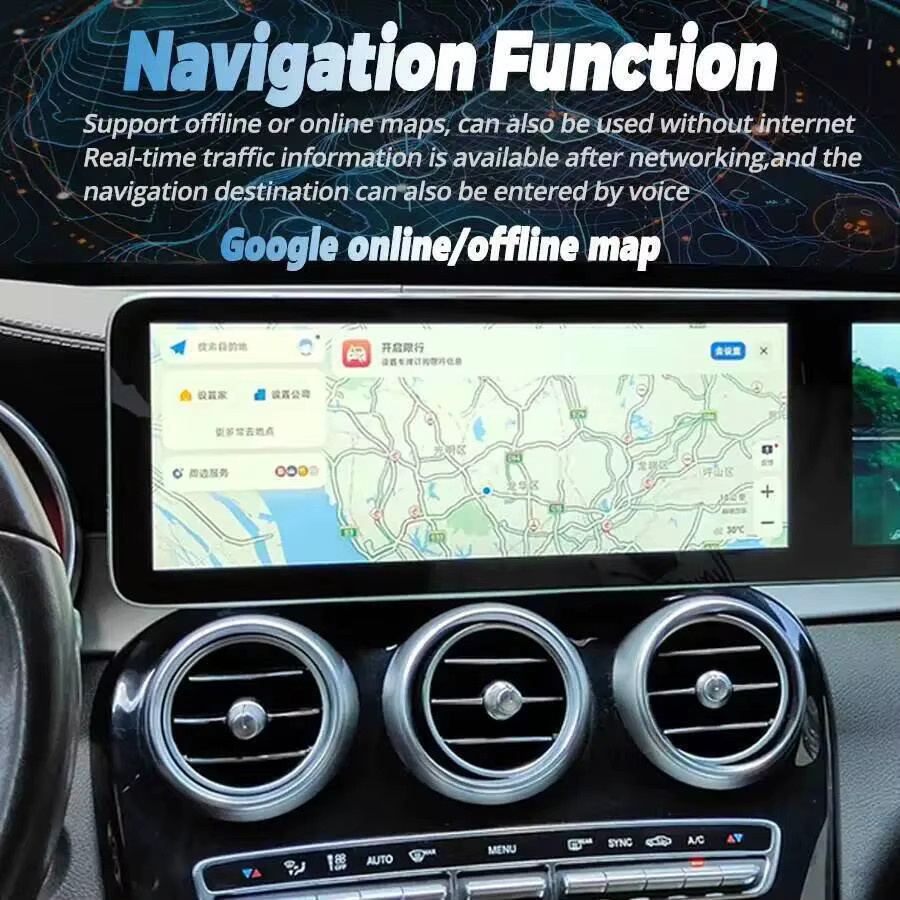 NAVIRIDER Android Dual Screen Multimedia Player mit Carplay für Mercedes Benz C Klasse W205 und GLC X253 (2016-2022), Schwarz, 24,6 Zoll - Bild 5