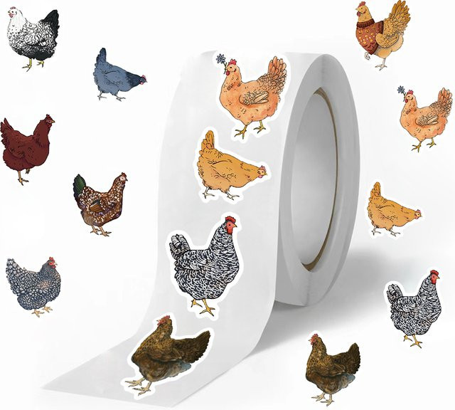 500 Stück Cartoon Huhn und Henne Rollenaufkleber in Multicolour für Wasserflaschen, Laptop und Gepäck - Bild 1