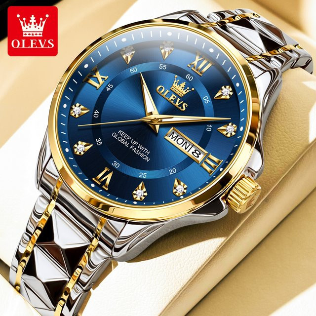 OLEVS Armbanduhr Quarz, Edelstahl, Gold, Herren - Bild 1