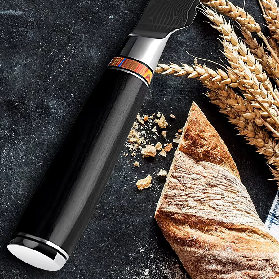 Xituo Brotmesser aus Damaststahl mit Holzgriff, 20,32 cm - Bild 4