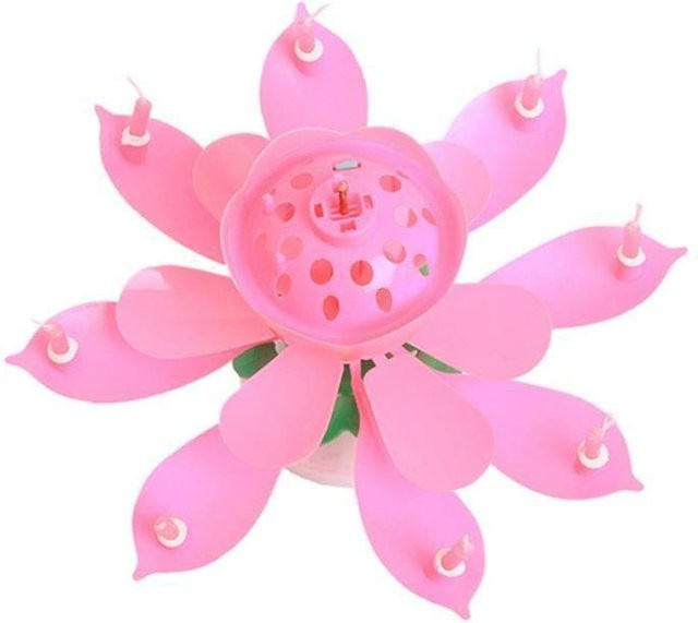 LG-EXPRO Musikalische Geburtstagskerze in Form einer Lotusblume in Rosa - Bild 1