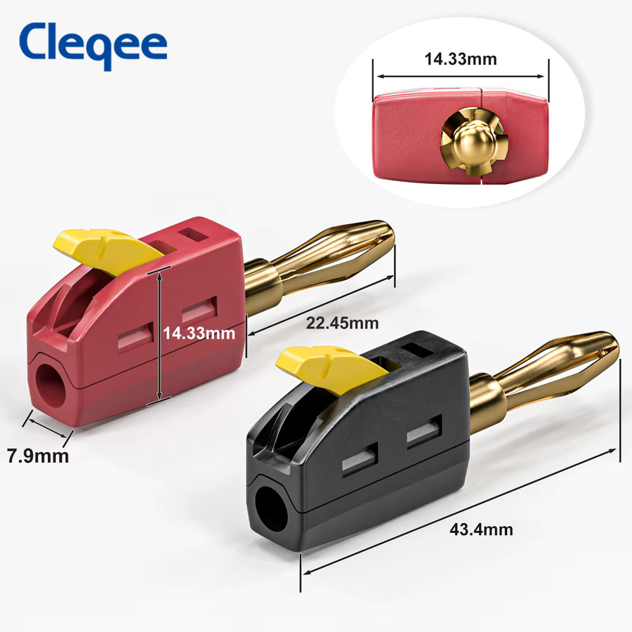 Cleqee P10064 10er Set vergoldete 4mm Bananenstecker Hochstrom-Schnellanschluss 32A in Gold - Bild 2