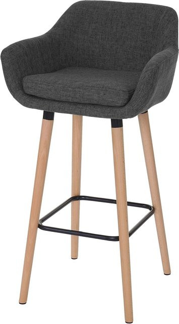 MCW Barhocker Vaasa T381 Tresenhocker aus Textil in Dunkelgrau mit Buchenholz - Bild 1