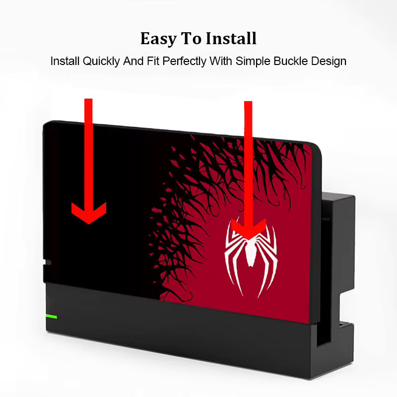 Dekorative Frontplatte im Spider Theme als Schutzhülle für deine Nintendo Switch OLED TV Dock Station, Mehrfarbig - Bild 3
