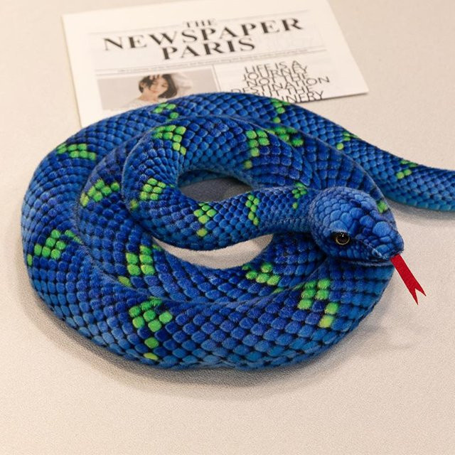 Yiran Health & Beauty Schlangen Plüschtier, Python Stoffpuppe, Blau - Bild 1