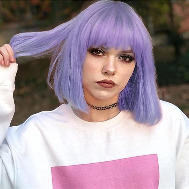 HAIRJOY Bob-Perücke, lila, synthetisches Haar, 12 inches, Damen - Bild 1