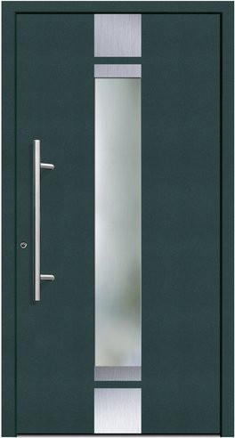 KNOCK Flügelüberdeckende Kunststoff-Haustür Terra in Moosgrün mit Glaseinsatz und RC2 Schutz - Bild 1